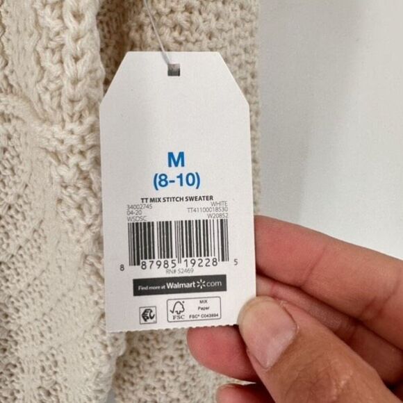 NWT Time and Tru Off White Fisherman knit sweater size medium - Picture 6 of 10